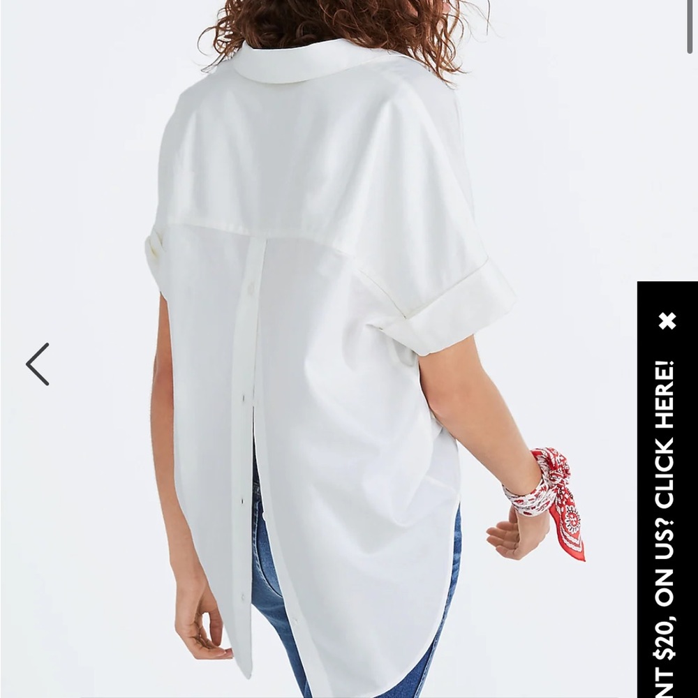 NWOT Madewell Courier Button-Back Shirt in Pure White